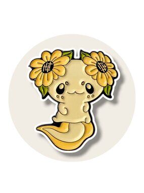 Anime Animal Axolotl Salamander Enamel Pin: Yellow Summer Flowers